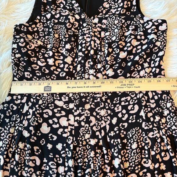 Talbots Women's V Neck Black Pink Leopard Print Sleeveless A- Line Dress Size 12 - Picture 6 of 9